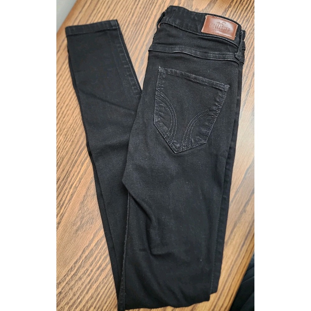 Hollister Girl's/Teens Mid Rise Super Skinny Classic Stretch Jeans W24 L30 Black